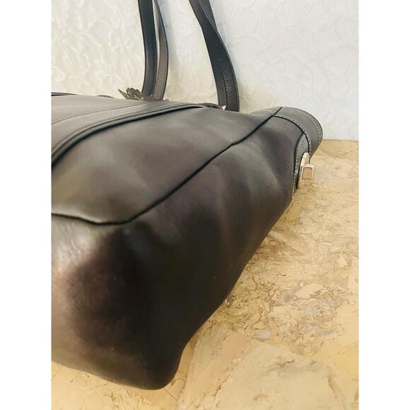 Coach Gallery medium tote black shoulder leather bag 8E92 - Picture 8 of 10